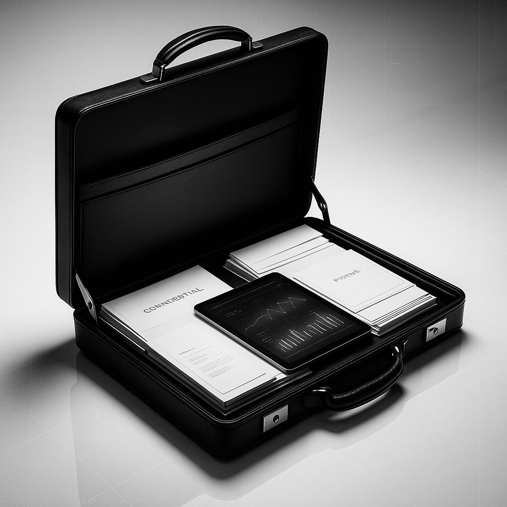 Executive briefcase with confidential documents